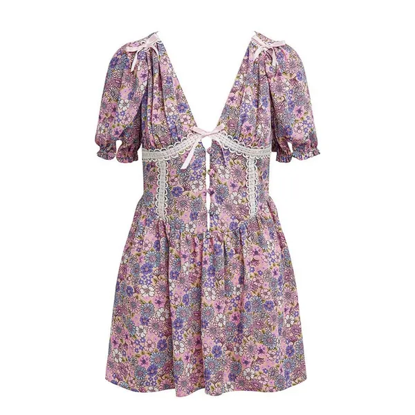 For Love & Lemons Willow Floral Puff Sleeve Mini Dress - Image 2