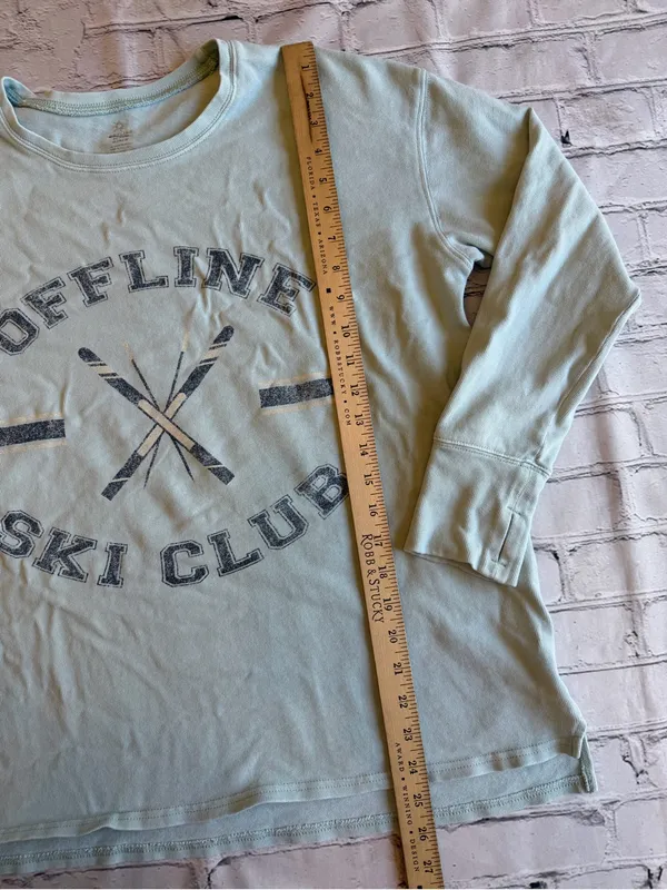Off-Line By Aerie Graphic Sweatshirt Pullover Lightweight Skiing Ski Club Medium - Image 7