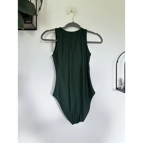 NWT Quince Palm Green Italian Zip-Front One-Piece Swimsuit Size XS - Image 4