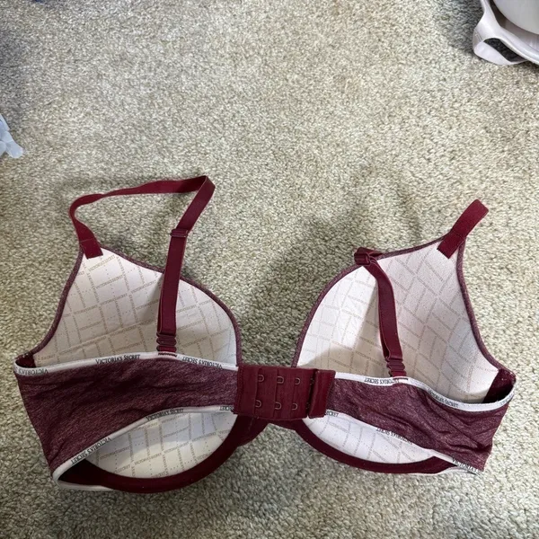 Victorias Secret Uplift Semi Demi Maroon‎ Space Dye Bra T-Shirt 34DD - Image 2