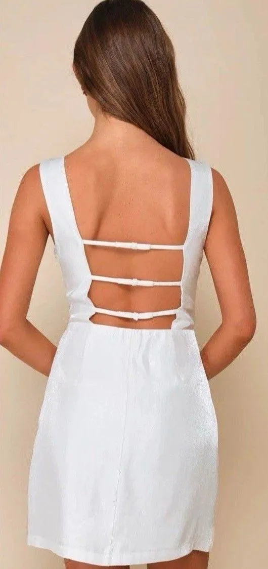 Lulus Sophisticated Selection White Sleeveless Backless Mini Dress Size Small - Image 2