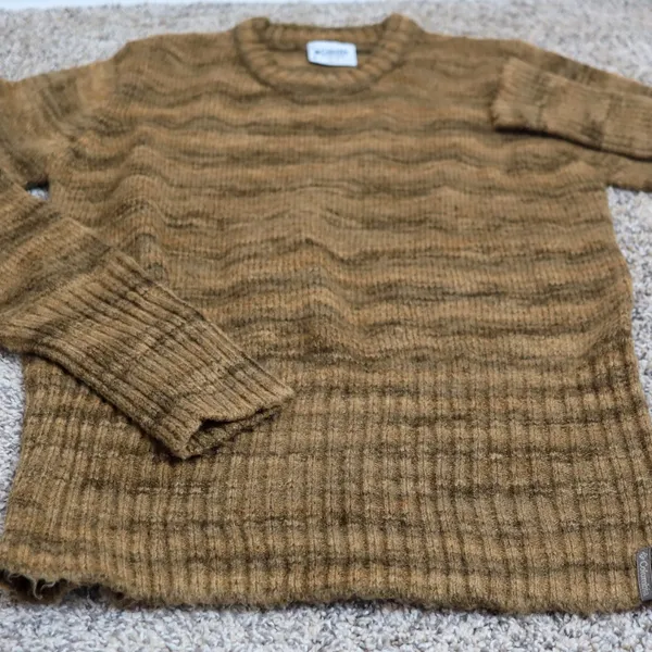 Vintage Columbia Wool Blend Knit Sweater Brown Striped‎ Womens Medium - Image 4