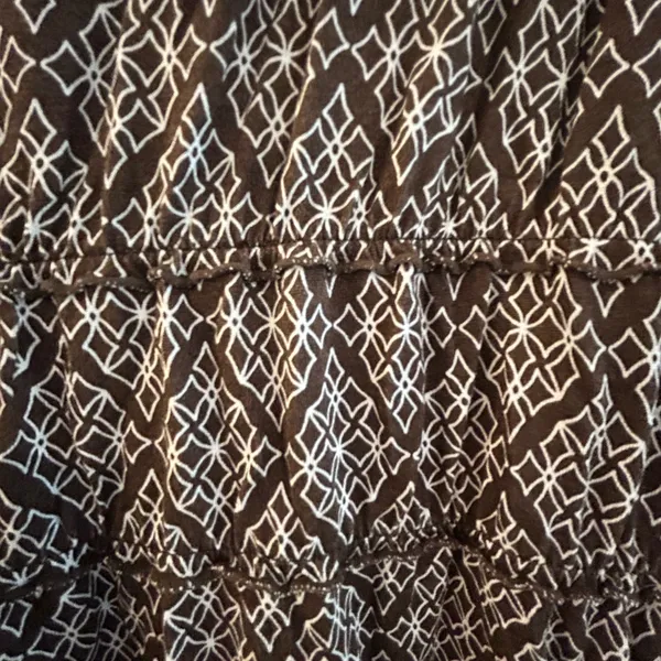 Loft Sun Dress Brown White Geometric Print Size 4 - Image 10
