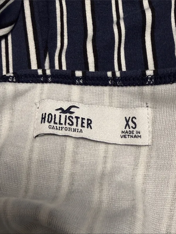 Hollister Navy & White Vertical-Striped Knot Waist Jumpsuit - Image 10