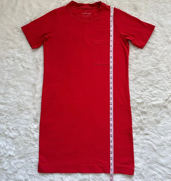 Everlane Dress The Weekend Tee Pocket Crewneck Short Sleeve Red XXS - Image 12