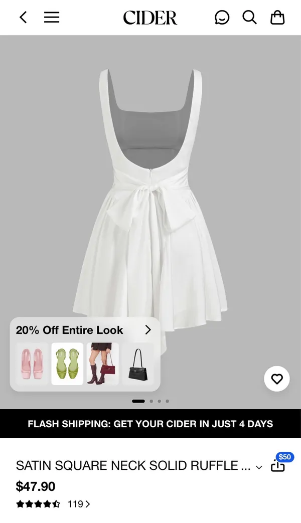 Medium Cider Satin Backless Knotted Mini Dress - Image 2