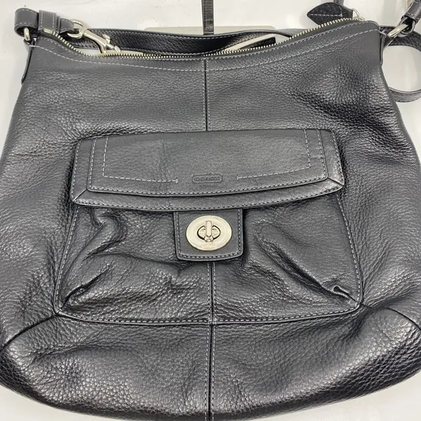 COACH M Size Black Leather Crossbody Bag - Image 3