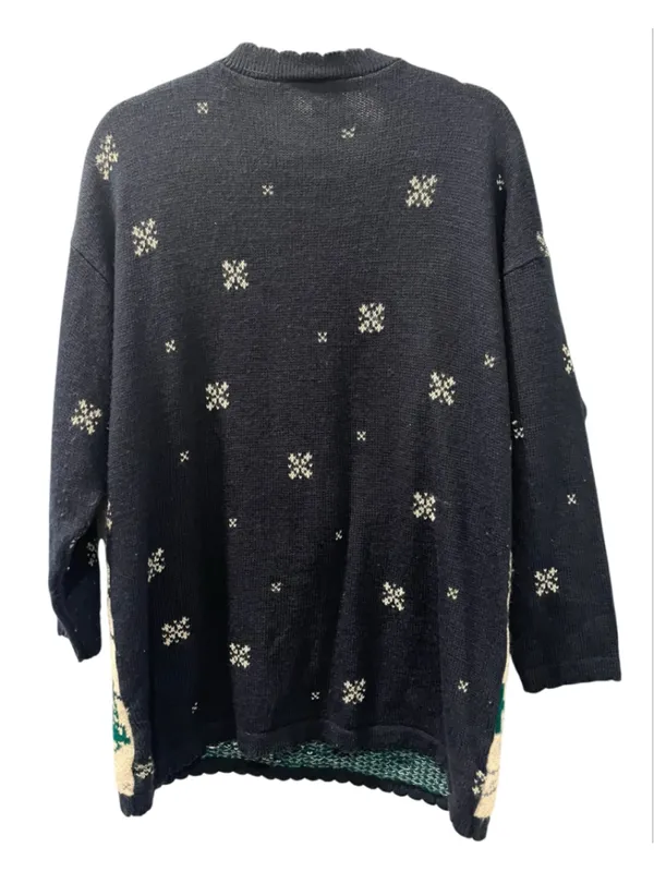 Vtg 80s 90s Nutcracker Ugly Christmas Sweater Navy Blue Snowman Winter Scene L - Image 2