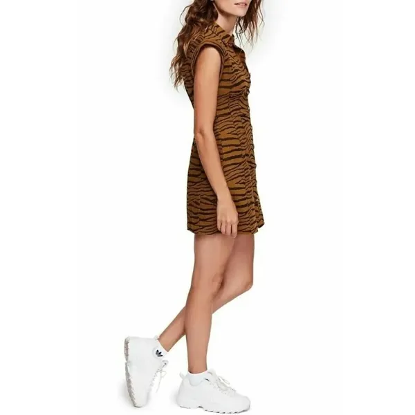 Free People Us and Them Olive Green Animal Print Mini Dress XS‎ - Image 2