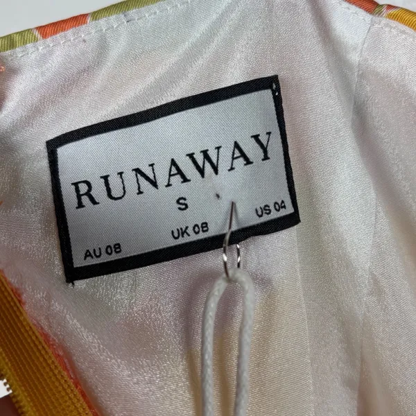 Runaway The Label Tammy Midi Dress S Floral Orange Yellow Satin Slit Retro New‎ - Image 6
