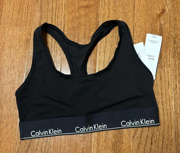 NWT Calvin Klein Modern Cotton Unlined racer back Bralette logo band - Image 2