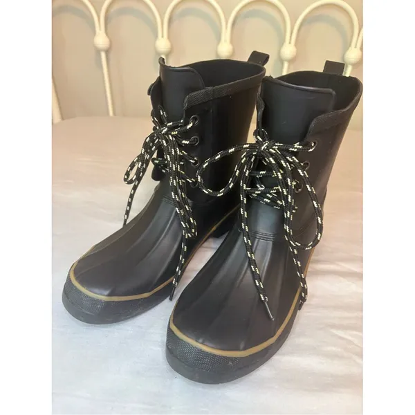 Chooka Classic Rain Duck Boots Black Lace Up Waterproof Women’s 8 - Image 6