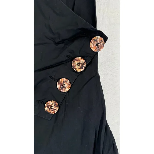 Acler Black Sleeveless Wrap Dress Button Detail‎ Asymmetrical Hem Size US 6 - Image 9