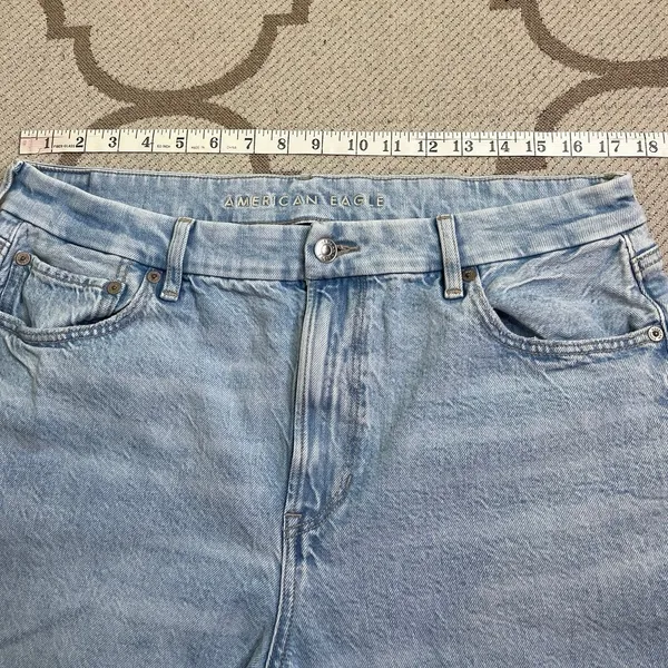 American Eagle AE Curvy Super High-Rise Baggy Straight Jeans Light Blue Size 16L - Image 3