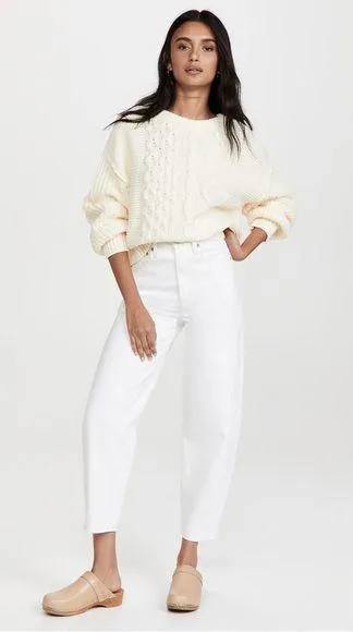 Free People Women's Dream Cable Crew Tan - Image 2