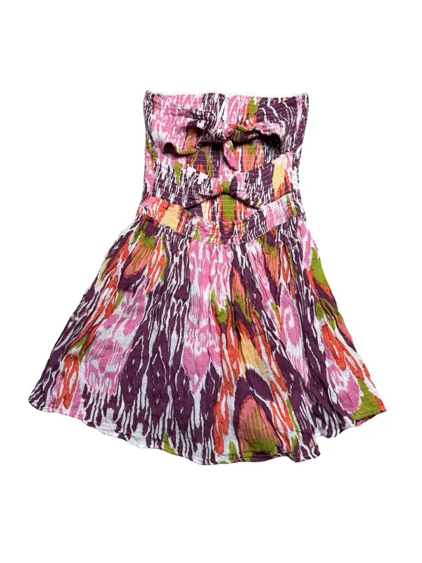✨🌸 Anthropologie Reversible‎ Smocked Mini Dress Size Medium Pink Ikat Print 🌸✨ - Image 8
