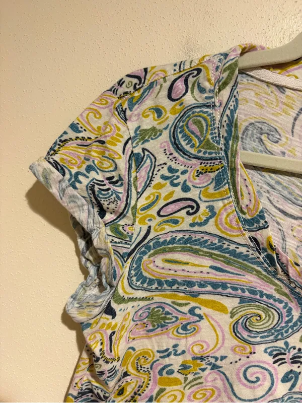Anthropologie Pilcro Paisley Pattern Twist Collar Scoop Neck Tee T-Shirt Medium - Image 7