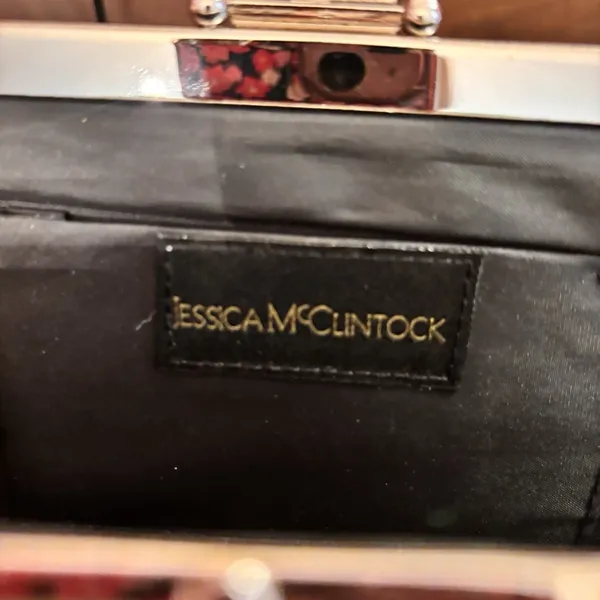 Jessica McClintock Black Satin Evening Clutch Formal Prom Wedding‎ Purse Vintage - Image 5