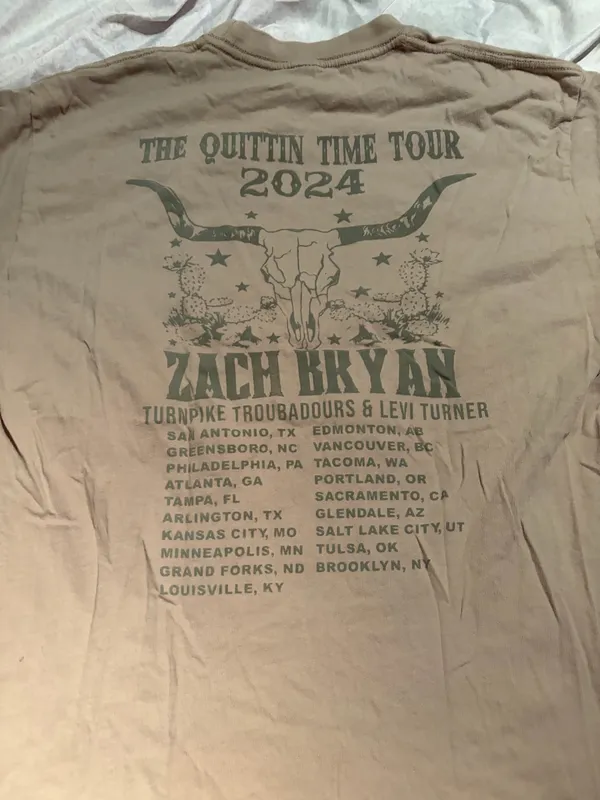 Zach Bryan the quittin time tour 2024 tshirt - Image 8