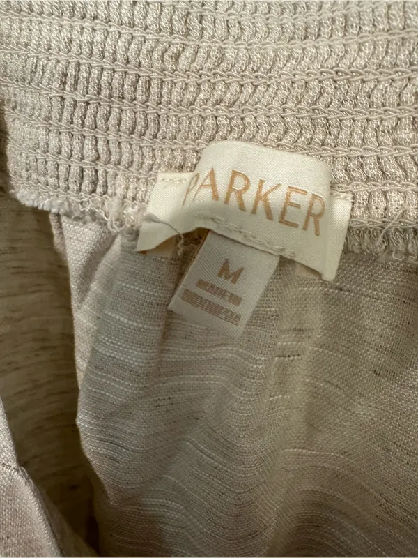 Parker The Brighton Scallop Babydoll Top Oatmeal Linen Blend Crochet Medium - Image 4