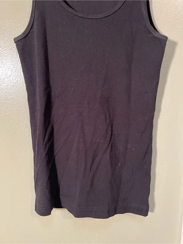 American Giant Women's Size XS Tank Top Black Ribbed‎ Scoop Neck Stretch Cotton - Image 3