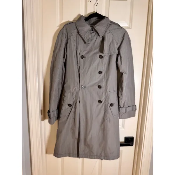 Banana Republic Gingham‎ Trench Raincoat Medium Belted Double Breasted Coat - Image 2