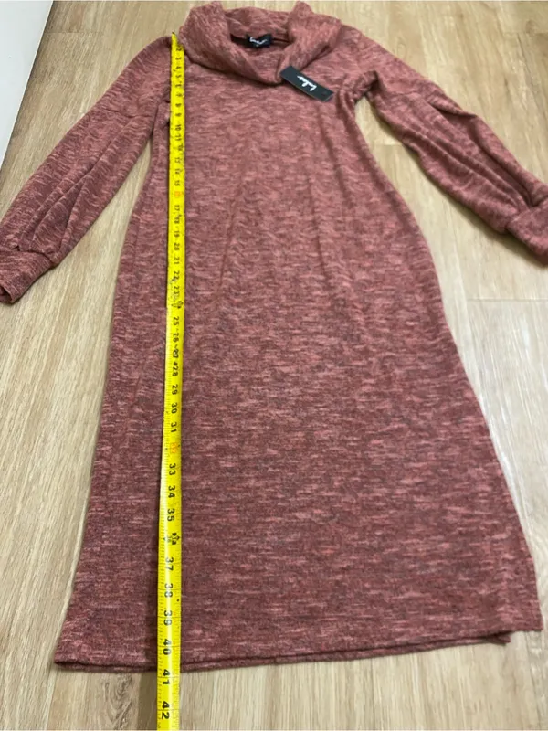 Lulu's Rusty Rose Cowl Neck Midi Dress with Puff Sleeves - Image 5
