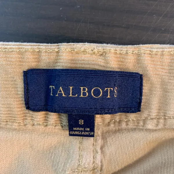 Talbots‎ Heritage Tan Corduroy Straight Leg Pants Womens 8 Khaki Stretch Cotton - Image 4