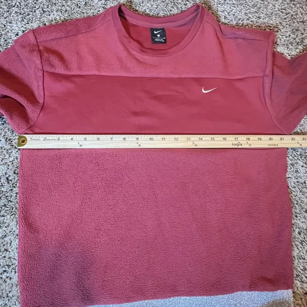 Nike Womens‎ Fleece Crewneck Sweatshirt Red Silver Glitter Trim Small RN56323 - Image 5