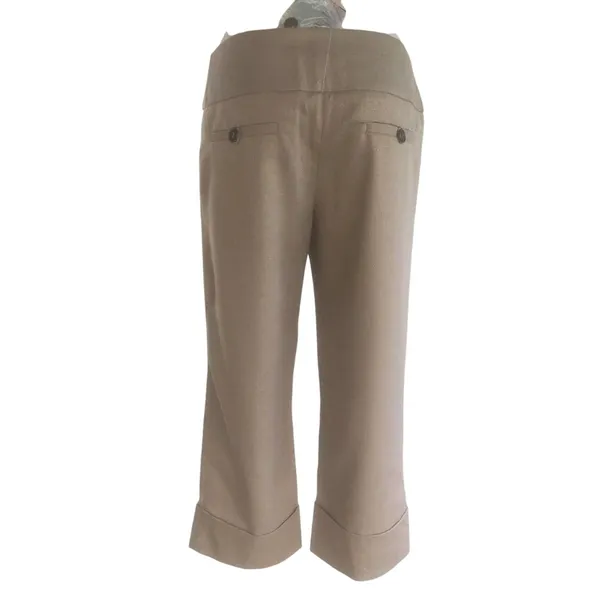 Cache Crop Gold Metallic Pant 3" Wide Waist Self Belt Stretch New $118 NWT Sz 8 - Image 10