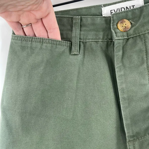 EVIDNT Pants Size 25 Cropped Chino Wide Leg High Waist NWT Green 100% Cotton - Image 10