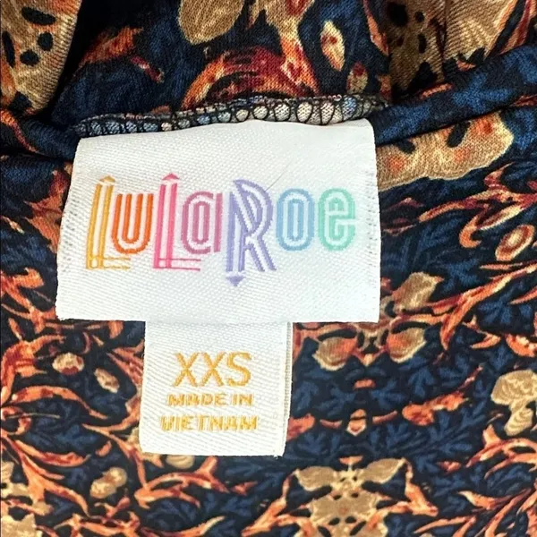 LuLaRoe Women Maxi Dress Strapless Damask Floral Print Navy Gold XXS - Image 3