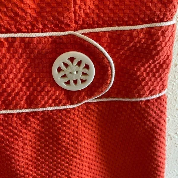 Alexandra Bartlett Orange Sleeveless A-Line Lined Dress Crochet Button Size‎ 4 - Image 6