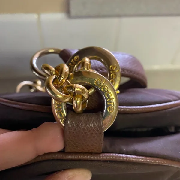 Vintage Electre Paris Brown Nylon Gold Chain Mini Pouch Coastal Granola … - Image 3