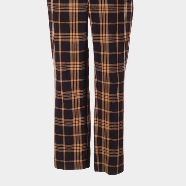 Wilfred Darontal Yellow Brown Plaid Trousers Straight Leg Size 2 Academia Preppy - Image 4