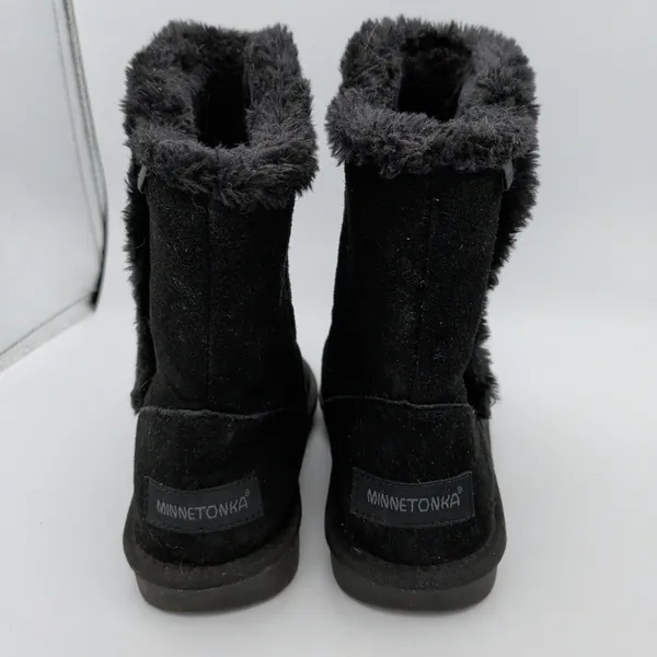 Minnetonka Milltown Black Suede Faux‎ Fur Lined Mid Calf Winter Boots Womens 6 - Image 5