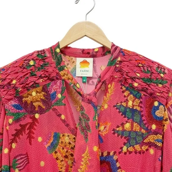 NWT Farm Rio Sunset Tapestry Floral Long Sleeve Boho Maxi Dress Warm Red Size XS - Image 11