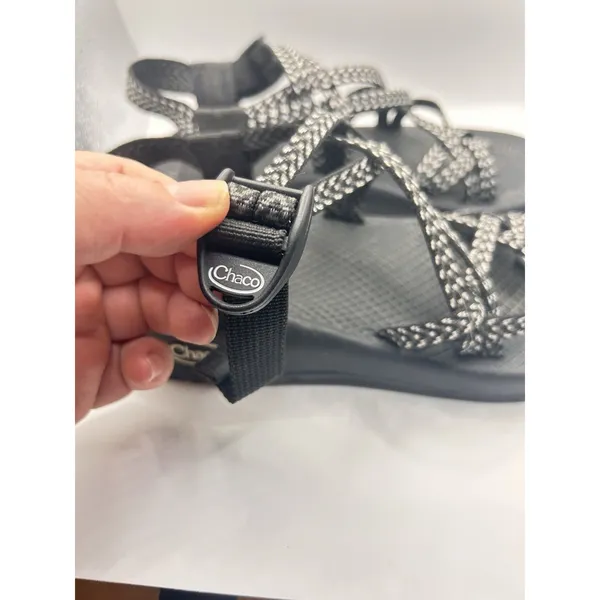 Chaco Z Cloud 2 Women 7 Boost Black White Chevron Strappy Toe Loop Sport Sandals - Image 4
