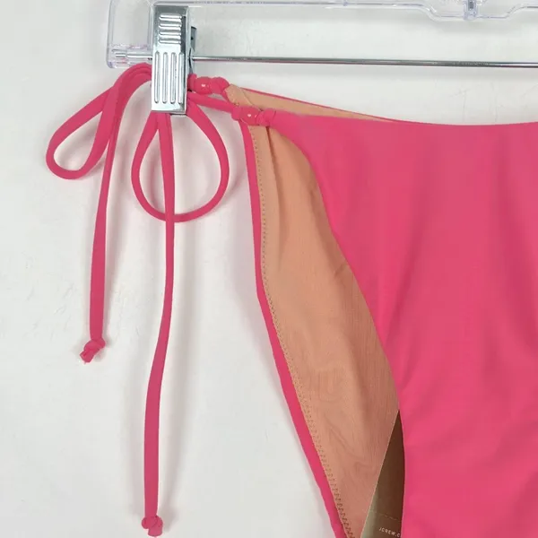 NWT J. Crew Curved-Waist Cheeky String Bikini Bottom with Beads Pink Size Small - Image 2