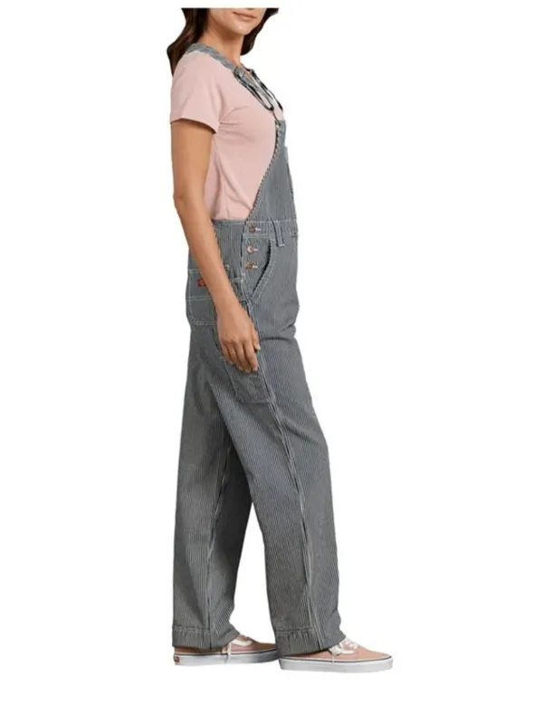 NWT Dickies Relaxed Fit Bib Overalls Rinsed Hickory Stripe Blue White Cotton XS - Image 4