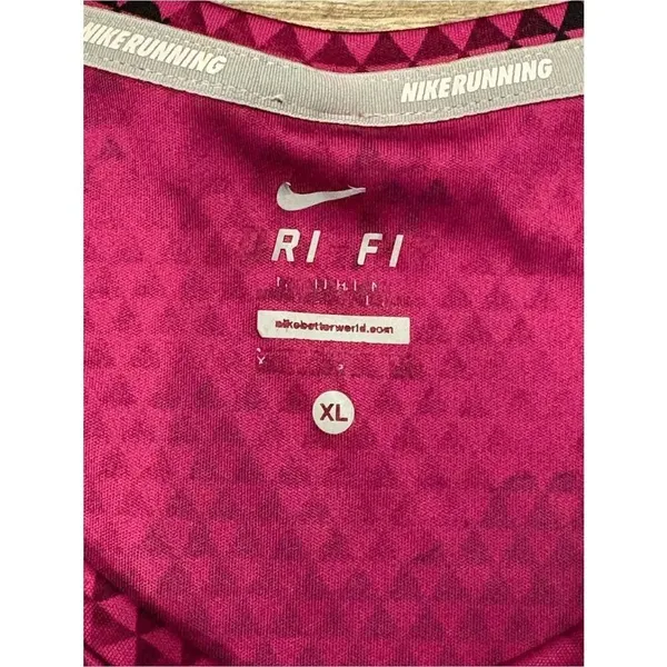 Nike Women's Magenta Floral-Print Dri-FIT Short Sleeve Tee Size XL - Image 2