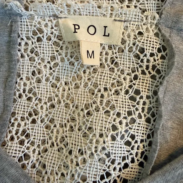 POL Gray Knit Top with Intricate Lace - Image 9