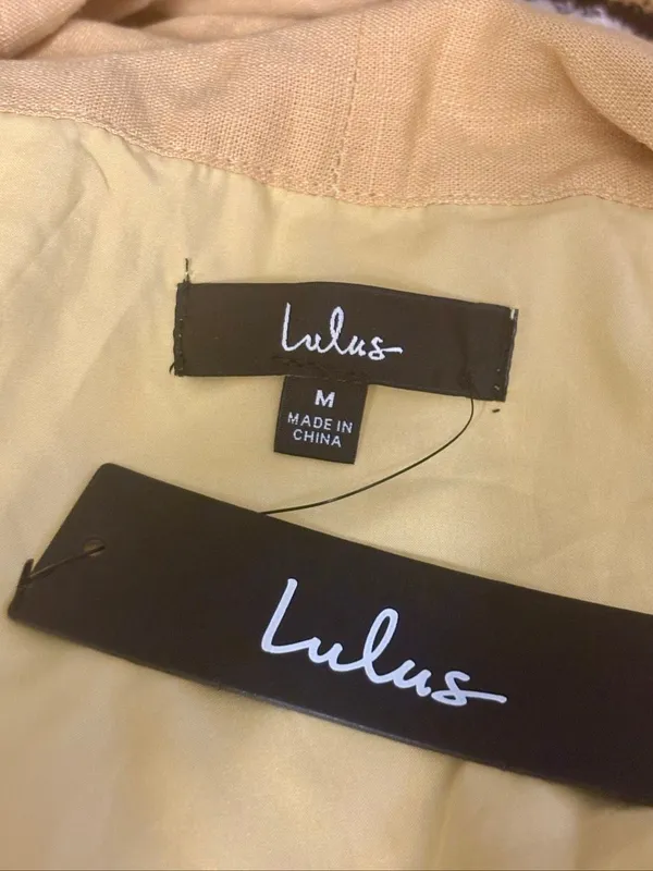 Lulus NWT Breezy Personality Yellow Linen Midi Wrap Skirt Medium - Image 5