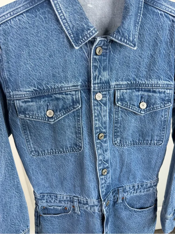 Abercrombie & Fitch XS Denim Mini Shirt Dress Cotton Lyocell Button Front - Image 5
