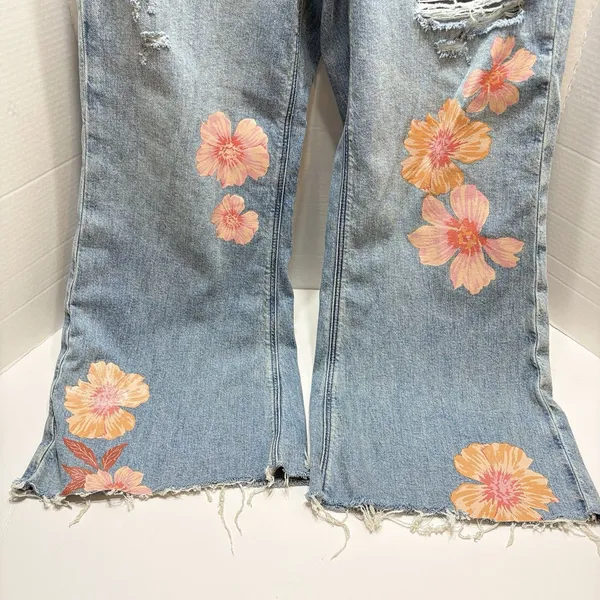 American Eagle Low Rise Baggy Wide Leg Jeans Womens 6 Distressed Y2K StreetWear - Image 3