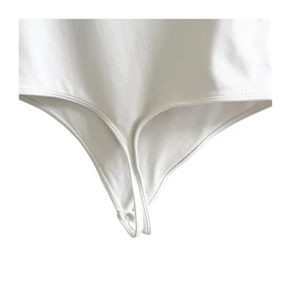 BABATON Contour Squareneck Short Sleeve Bodysuit White Thong Cut Women's Small - Image 5