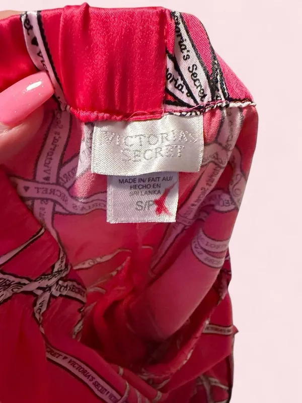 Victoria's Secret Pink Satin Sleepwear with Logo Ribbon Detail - Image 7
