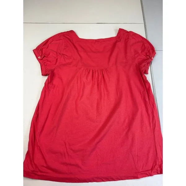 J Crew Coral Square Neck Short Sleeve Blouse Top Basic Casual Everyday M‎ - Image 3