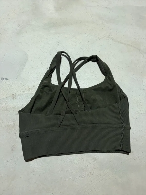 Lululemon energy longline bra Ribbed green olive sports bra 6 - Image 2