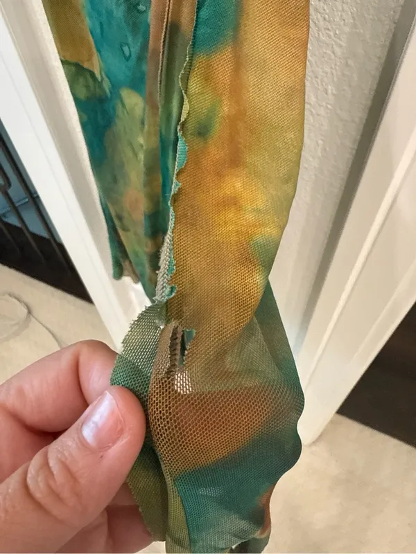 Ronny Kobo XS Green Brown Abstract Mesh Ruched Maxi Skirt - Image 3